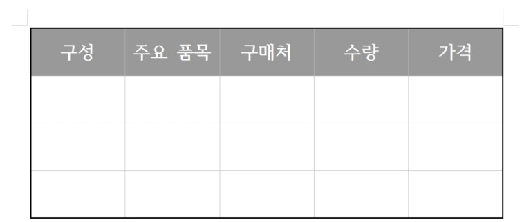 한글 프로그램에서 가독성 높은 표 디자인 예시